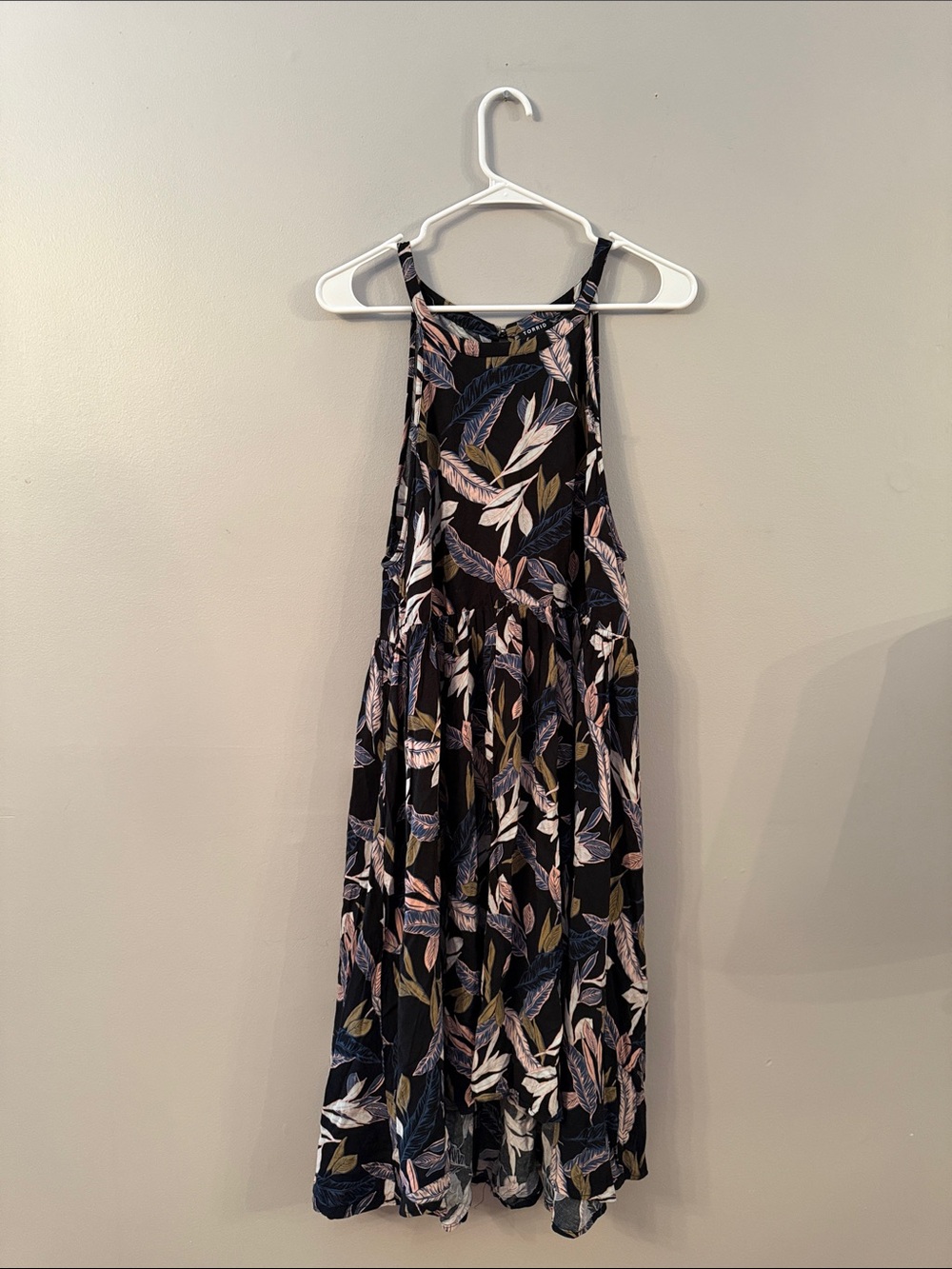 torrid Black Floral Leaf-Print Halter Dress - hits below the knees - very soft